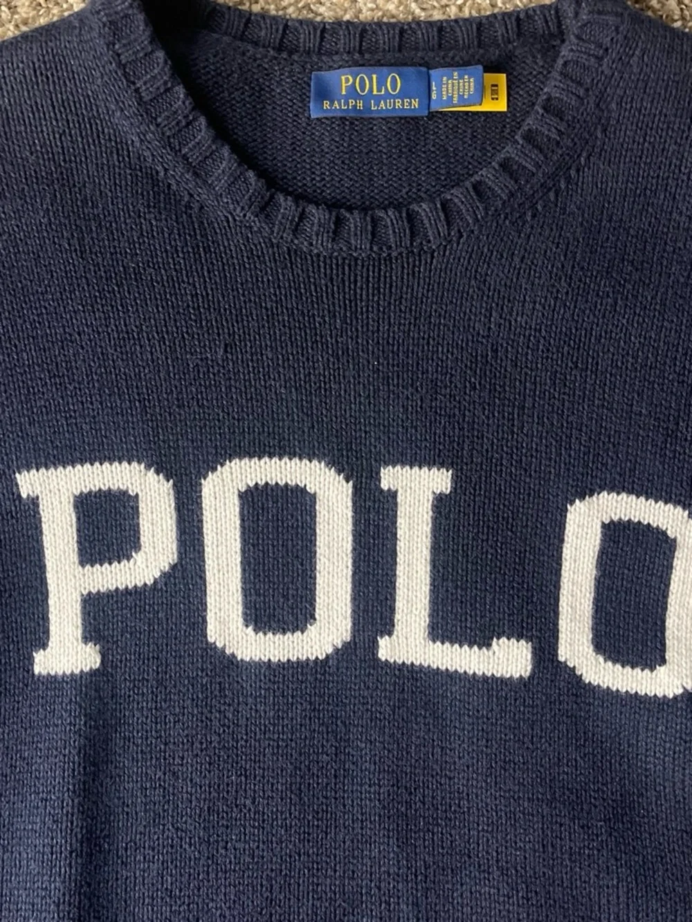 Polo by Ralph Lauren Navy Sweater with White Logo